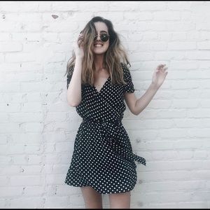 Polka dot wrap dress